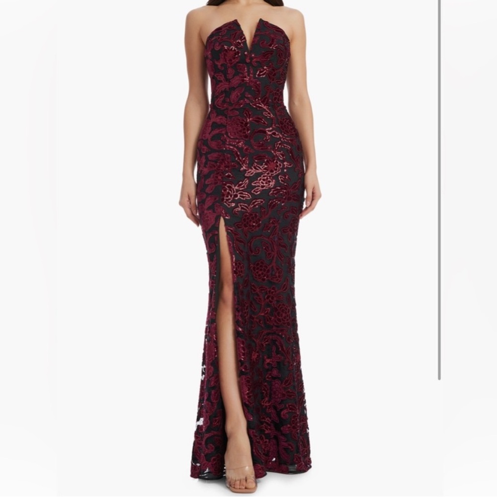 Dress the Population Strapless Red and Black Dress